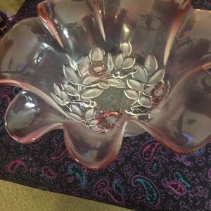 Rose blossom depression glass bowl
